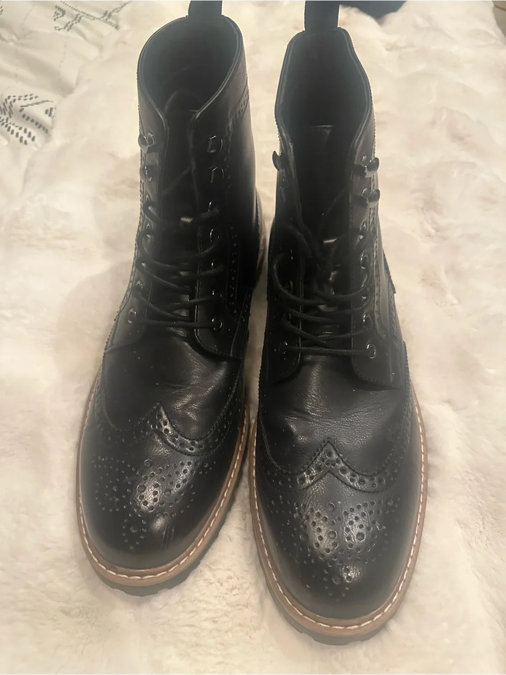 Club Room Black Leather Chukka Brogue Boots